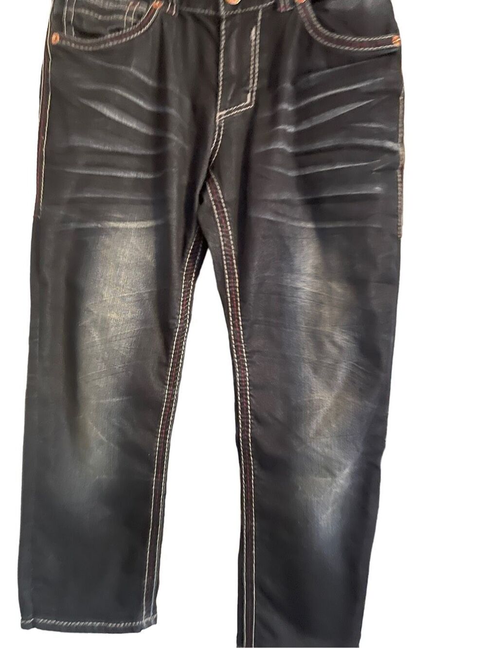American Fighter Mens  Black Straight-Leg Short Denim Jeans Size 30